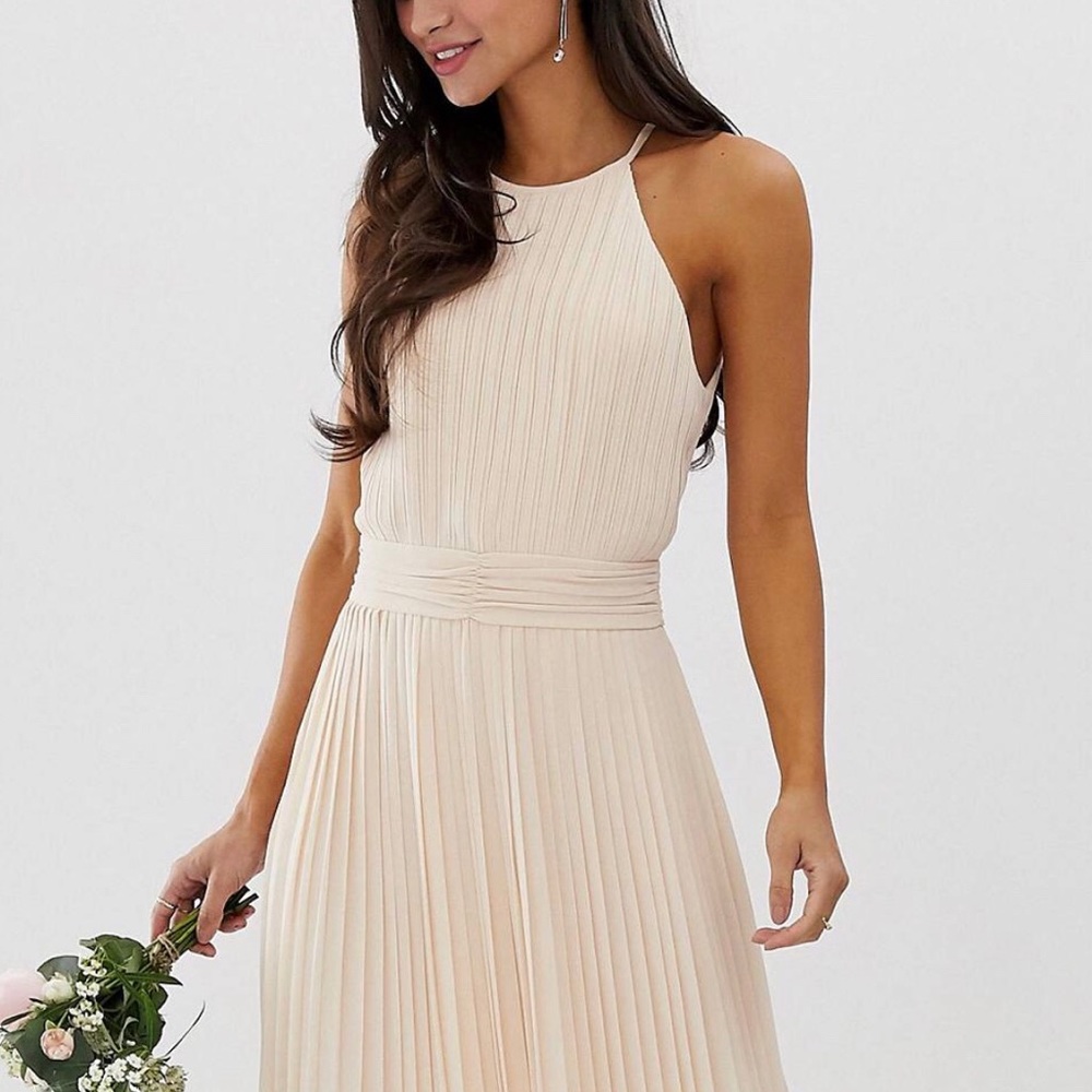 New petite TFNC bridesmaid pearl pink maxi dress
